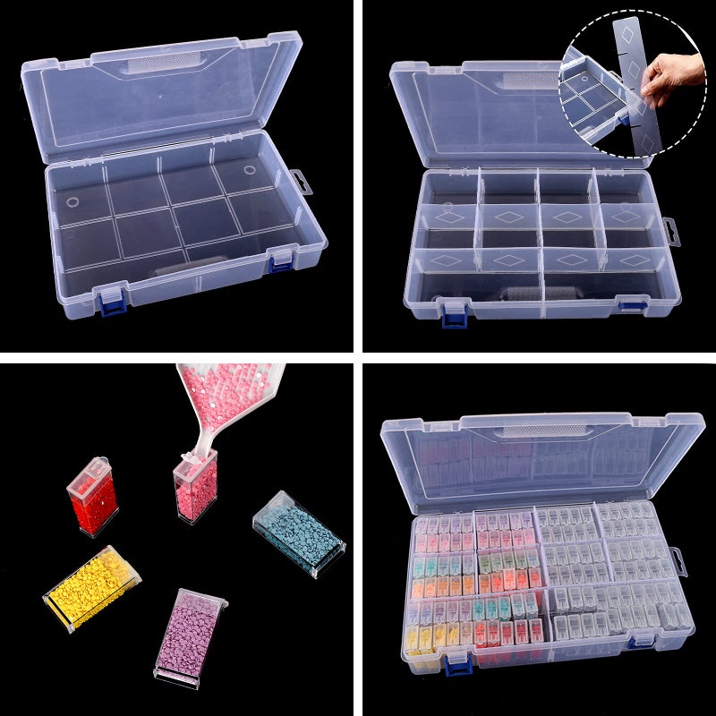 SGHUO 120 Slots Diamond Painting Storage Container, 5D Diamond Accessories Embroidery Box Tools Kit for Beads, Seed, Art Craft with Funnel and Labels - Image 3